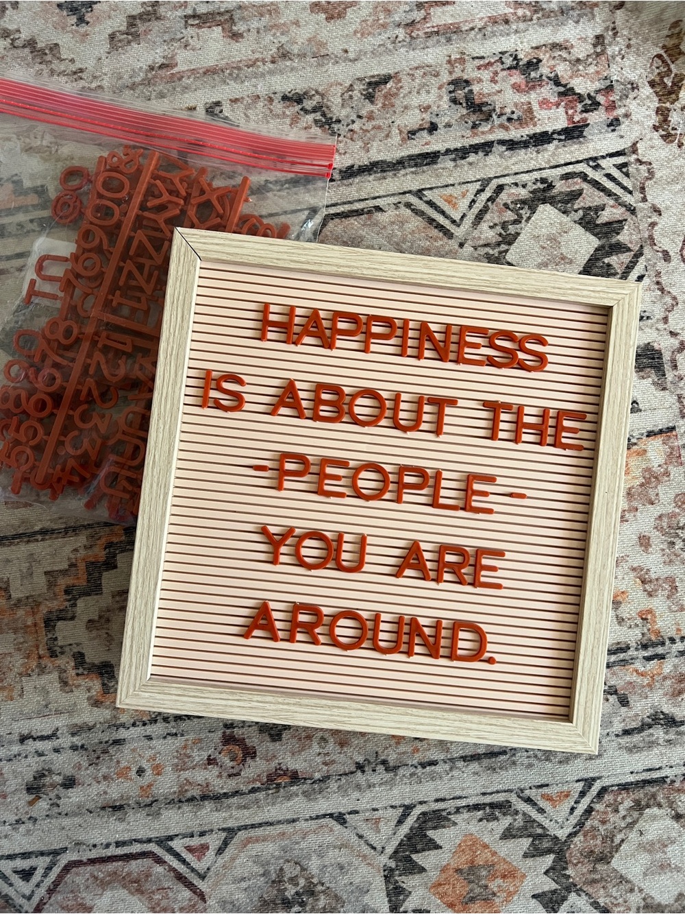 Peach Letter Board with Orange Letters